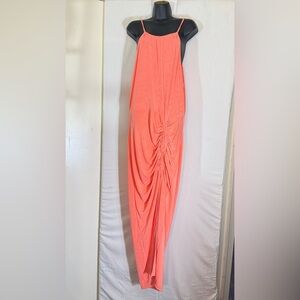 Almost Famous 3X Coral Halter Ruched Slit Slinky Maxi Dress – Soft & Sexy Curve
